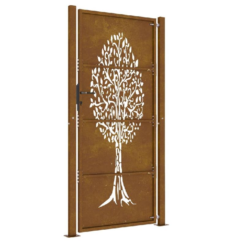 Vidaxl portail de jardin 105x205 cm acier corten conception de l'arbre 153165_3