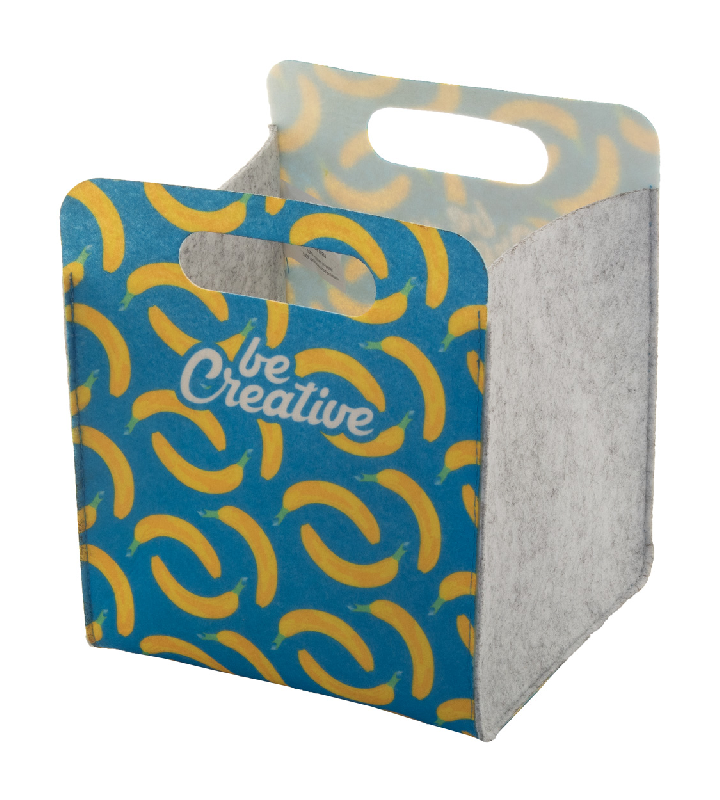 Organisateur de bureau en feutre RPET - impression quadri personnalisée avec poignées découpées_3