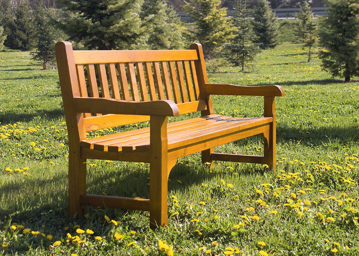 Banc public Göteborg UM345 - bois tropical traité avec finition teinte naturelle_3