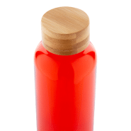 Bouteille en RPET - 500 ml avec couvercle en bambou - Sans BPA - Couleur rouge_3