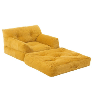 FAUTEUIL CONVERTIBLE CHARLENE JAUNE  COTON / MOUSSE_3