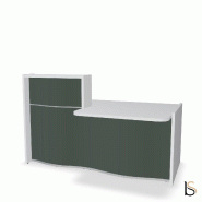 Banque d'accueil compacte WAVE avec plateau bas - MDD - 200, Droite, Vert bouteille mat_0