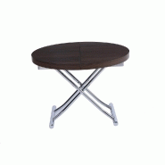 Table basse ronde relevable et extensible SATURNA Wengé - Diamètre 105 cm - Plateau extensible jusqu'à 135 cm_3
