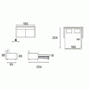 Canapé lit compact Denso Express 3-4 places - 160cm - Matelas 18cm - Sommier à lattes - Velours orange_3