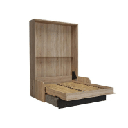 Lit escamotable industriel KEY SOFA - accoudoirs chêne - 140x200 cm - Canapé avec tiroirs - Gris_3