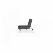 Innovation Living - Fauteuil design Splitback Chrome convertible lit 90x115 cm - tissu Flashtex Dark Grey, confort et élégance_3