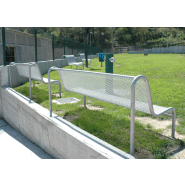 Banc public Vallès doble UM340D - piètement tubulaire Ø40 mm - assise et dossier en tôle d'acier perforé_3