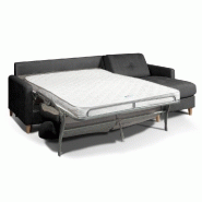 Canapé d'angle scandinave Renatonisi Tweed gris graphite - Matelas 16 cm - Système express - Sommier à lattes 160 cm_3