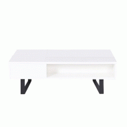 Table basse relevable HAPPY 120x60cm - laqué blanc brillant, double plateau avec rangement et système de ressorts_3