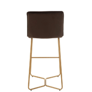 Chaise de bar Ratri - Velours marron foncé - Pieds métal couleur laiton - Confort et design tendance_3