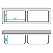 Plonge batterie 200x60cm - 2 cuves_3