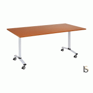 Table de réunion abattante sur roulettes. - Anthracite, Gris, 120 x 80 cm_3