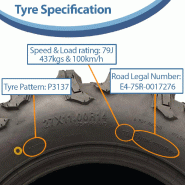 27x11.00R14 ATV Tyre 8ply 275/60R14 P3137 OBOR Outslope 79J E-Marked Road Legal_3
