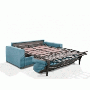 Canapé convertible 3 places EXCELLENCE 140 cm - Sommier à lattes - Matelas memory 18 cm inclus - Tweed turquoise_3