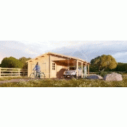 Garage avec carport bois / 40 m² / toit double pente / porte battante_3