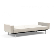 Innovation Living - Canapé Splitback pieds chromés avec accoudoirs - Convertible lit 115x210 cm - Tissu bouclé Off White_3