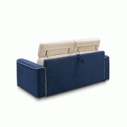 Canapé convertible express Canberra 140 cm - Matelas 16 cm bicolore microfibre ivoire et bleu cobalt - Fabrication italienne_3