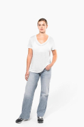 T-shirt femme Lyocell TENCEL - col V, manches courtes - 145 g - Réf: KNS323 - Kariban_3