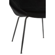 Chaise TROE ronde - Noir - Design rétro avec accoudoirs - Structure métal - Assise tissu et mousse_3
