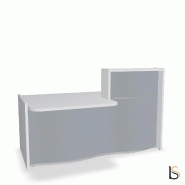 Banque d'accueil compacte WAVE avec plateau bas - MDD - 157, Gauche, Gris mat_0