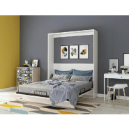 Armoire lit escamotable Genius blanc mat - ouverture assistée - couchage 160x200 - ultra plate pour gain de place_3