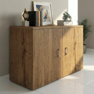 Armoire basse de bureau hauteur 81 cm - Mobel linea - 100, Chêne veiné_3