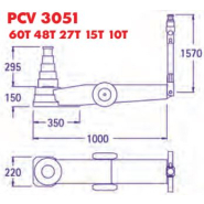 Cric hydropneumatique bas, 5 pistons 60t/48t/27t/15t/10t - pasquin -  pcv 3051_3