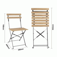 Chaises de terrasse pliantes Perth effet bois (lot de 2) | Bolero - FU539_3