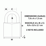 Cadenas à clé MASTER LOCK - laiton massif 40 mm - anse acier cémenté 6 mm - usage intérieur/extérieur_3