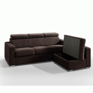 Canapé d'angle 4-5 places Faster XXL - Convertible express avec matelas 18 cm en microfibre marron - Méridienne modulable_3
