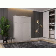 Lit escamotable Santorin 140x190 cm - Mécanisme Sedac Meral - Profondeur 50 cm - Gris mat_3