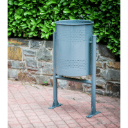 Poubelle publique circulaire PA600M - acier perforé avec traitement Ferrus anticorrosion_3