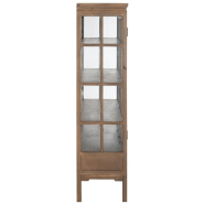 Buffet vaisselier Dara - 2 portes vitrées, 3 tiroirs, bois massif naturel et verre trempé_3
