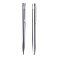 Parure de stylos en acier inoxydable recyclé - Stylo à bille et roller avec encre bleue - Livrée dans une boîte en papier kraft_3