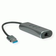 VALUE Convertisseur USB 3.2 Gen 1 - Gigabit Ethernet +Hub 3x_3