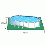 Piscine ovale en acier 7,44m x 3,99m x h: 1,32m - filtration à sable - avec renforts apparents_3