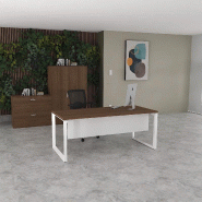 Bureau droit individuel Star - Mobel Linea - Blanc 9010, 180, Acacia foncé_0