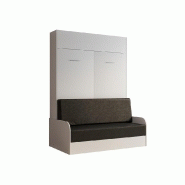 Composition angle lit escamotable Dynamo Sofa - Canapé noir 140x200 cm avec accoudoirs mélaminés blancs - L355xP100 cm_3