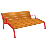 Chaise longue Silaos en bois et piétement en acier - Acier/Bois – Sans accoudoir - Profondeur 1456 mm - Hauteur d'assise 350-450 mm_3