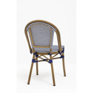 Chaise de terrasse légère et empilable - Lazare - textilène bleu et blanc - aluminium couleur rotin_3