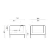 Ensemble Fauteuil et Canapé 2 Places KUBE - Référence 8814 FR206 - Design minimaliste et pieds chromés_3