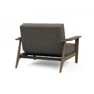 Fauteuil design convertible lit SPLITBACK FREJ - Innovation Living - Flashtex Dark Grey - Accoudoirs chêne fumé - 90x115 cm_3