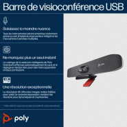 Barre de visioconférence USB Poly Studio R30 et télécommande BT avec station daccueil HP USB-C G5 (_3