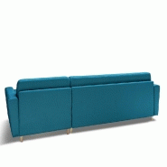 Canapé d'angle convertible express Virgola 120 cm - Sommier à lattes - Matelas 16 cm - Tissu bleu turquoise - Design scandinave avec méridienne modulable_3