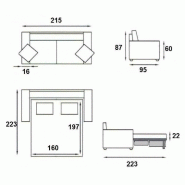 Canapé lit CanapExpress - Matelas mémoire 22 cm - 160 cm - Tête de lit intégrée - Polyuréthane noir_3