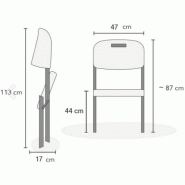 Chaise pliante confort en résine ultra solide - 45x42x89cm - Supporte jusqu'à 140 kg - Réf 95-54221-223204-unite_3