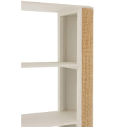 Étagère RARY en bois exotique blanc et rotin naturel - 4 planches - capacité 50 kg - L100 x H190 x P40 cm_3
