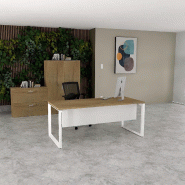 Bureau droit individuel Star - Mobel Linea - Blanc 9010, 140, Oui, Chêne veiné_0