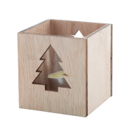 Bougie Noël parfumée à la vanille - chauffe-plat dans bocal en verre avec bougeoir en bois et décoration de Noël_3