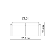 Canapé design Hudson OLTA - blanc cassé/beige avec piètement en acier - grande taille - 214 cm_3